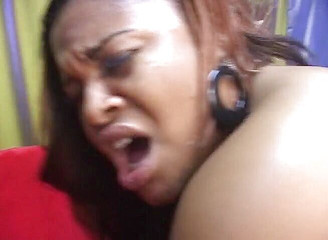 Big ass ebony bitch wearing fishnet stockings getting pussy devastated by bbc