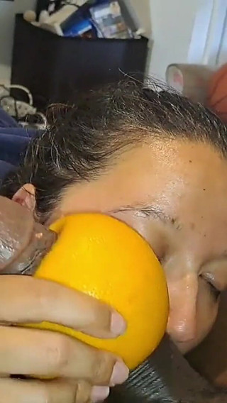 Wild English BBW Sucking BBC Nata4sex Balls Stroking His Dick With Grapefruit